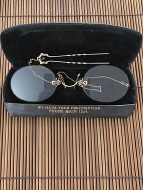 Gold Filled Pince Nez Glasses, Hair Pin (Antique)